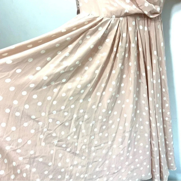 Louis Feraud Vintage 100% Silk Polka Dot Dress Sz 6 Blush Pink - Picture 2 of 6